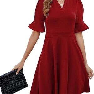 NWOT Elegant Red Women's Dress sz L 10-12